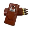 Cigar Case with 3 Tubes, Cigar Box with Cigar Cutter,