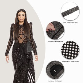 AOYUNHUI Rhinestone Hobo Bag for Women Evening Handbag Bling Hobo Bag Evening Purse Rhinestone Shoulder Bags -Black