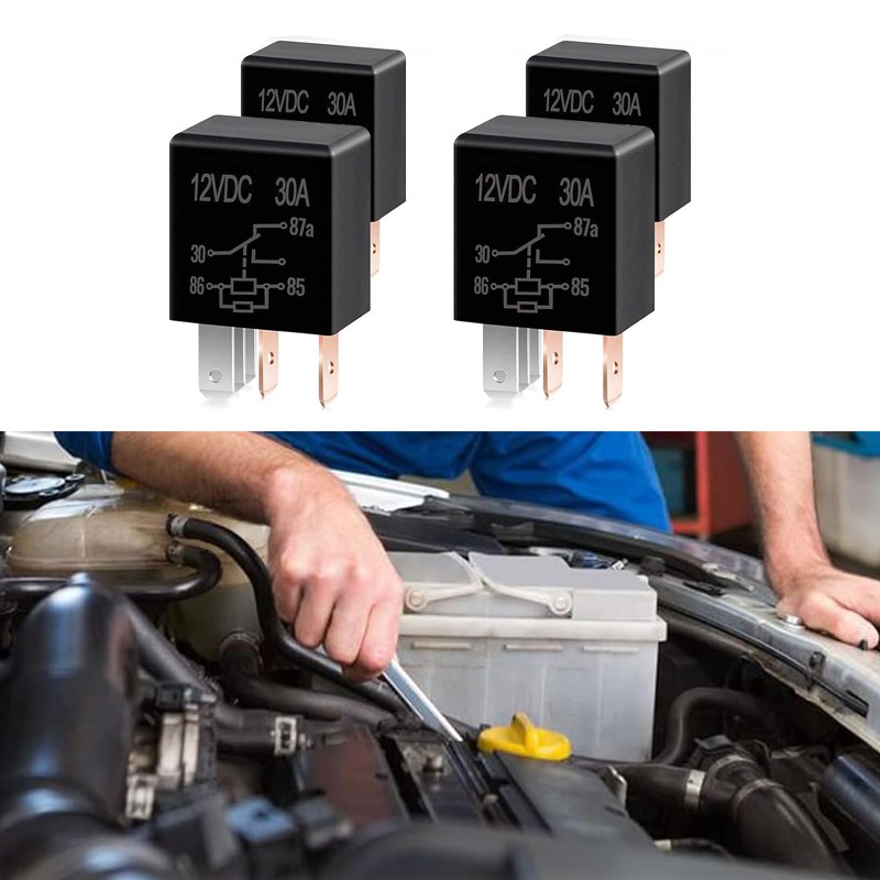 Arwrilt 4 PCS Car 5 Pin Power Relay, 12V 30A