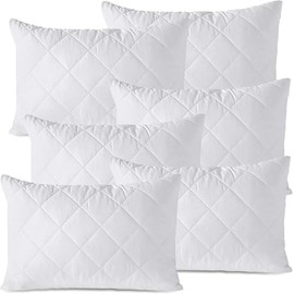 IMFAA Quilted Pillow Protector - Soft and Comfortable Microfiber Pillowcase Protectors - Ant-Allergy and Breathable Pillow Cover (6 x Quilted-Zipped)