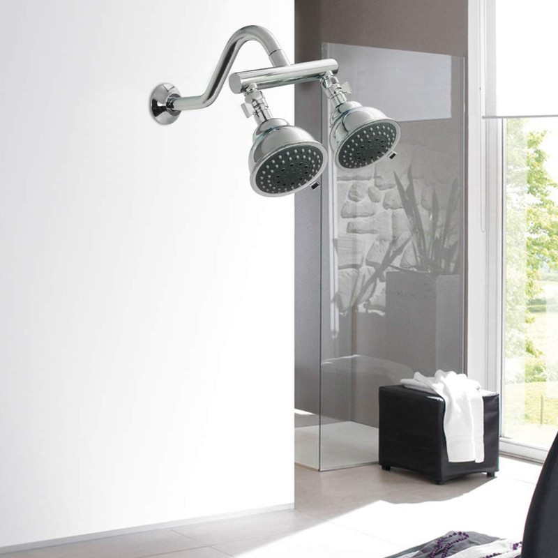 HAOXIN Double Shower Head with Manifold Shut-Off Valve and Shower