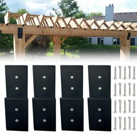 ITEVE.GD 10" x 3" Z-Shaped Brackets,Heavy Duty Steel Brackets for Wood Post to Beam Support,Double Angle Channel Profile Corner Brace for Wood Shelves Fixing Lumber Connector Pergola Brackets - 4Pack