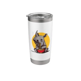 Rhino Eating Ramen Noodles Artwork Rhino Noodle Art Stainless Steel Insulated Tumbler