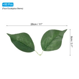 PATIKIL 11x3.1 Artificial Green Leaves, 60 Pcs Bulk Greenery Leaves Fake Hydrangea Leaves Fake Leaves for Wedding Bouquets Wreaths Decor