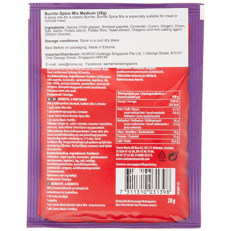 Santa Maria Burrito Seasoning Spice Mix - Mexican Seasoning for