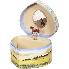 Enchantmints Love Of Horses Heart Musical Jewelry Box for Girls Jewelry Items – Boys Treasure Chest to Store Coins Bands & Accessories – Ideal for Birthdays Valentine's Gifts