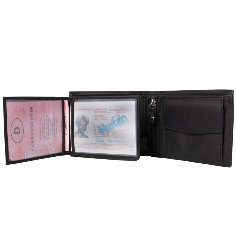 Spaß Kostet Men's Wallet German Biker Skull Leather with Engraving,