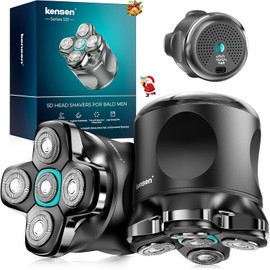 5D Head Shavers for Bald Men - Kensen 2025 Upgraded Large Hair Chamber Bald Head Shavers for Men, Christmas Gift Best Head Razors for Bald Mens Waterproof 160min Use for Home Office Travel (Green)