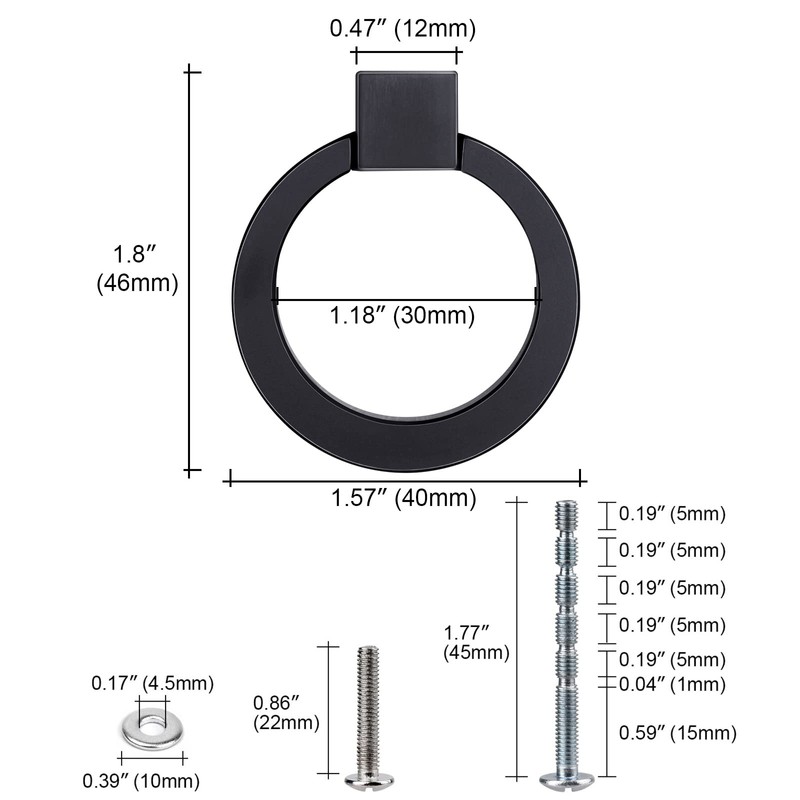 WEAVERBIRD Cabinet Knobs Zinc Alloy Ring Drawer Pulls 1.57" Diameter
