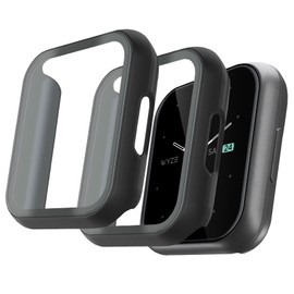 [2 Pack] TUDIA Easy Snap On Tempered Glass Case Compatible for Wyze Smart Watch 44mm, Tough Full Body Case with Screen Protector Hard PC Bubble-Free Anti Fingerprint Full Coverage Clear Case Cover