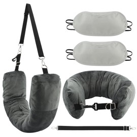 2Pcs Stuffable Travel Neck Pillow,Velvet No‑Filler Fillable Travel Pillow