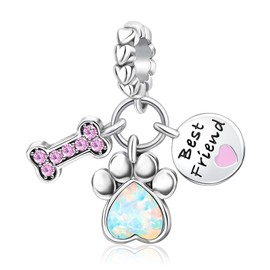 Erizteya 925 Sterling Silver Charms for Bracelets Necklaces, Elephant Cat Chameleon Dinosaur Dolphin Pendant Beads, Starfish Shell Turtle Paw Print Pendant Jewellery Gift for Women, Cubic Zirconia