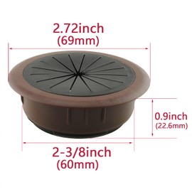 HJ Garden 2PCS 60mm Flexible Desk Grommet Desk Cord Grommets Wire Cable Hole Cover for Office PC Desk Cable Cord Cover, Brown