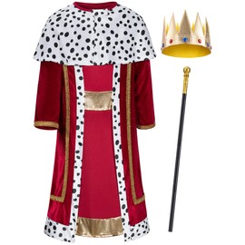 TOKYO REVENGERS Kids King Costume 3 Kings Cosutme Prince Robe Nativity Costume Cosplay Outfit Accessories Set(RD 130)