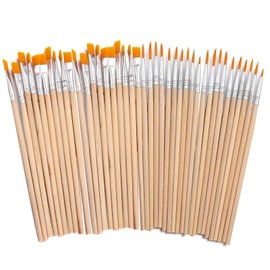 40 Piece Brush Set, 20 Flat Brushes and 20 Pieces Round Brushes Small Artist Brushes for Art Painting and Details