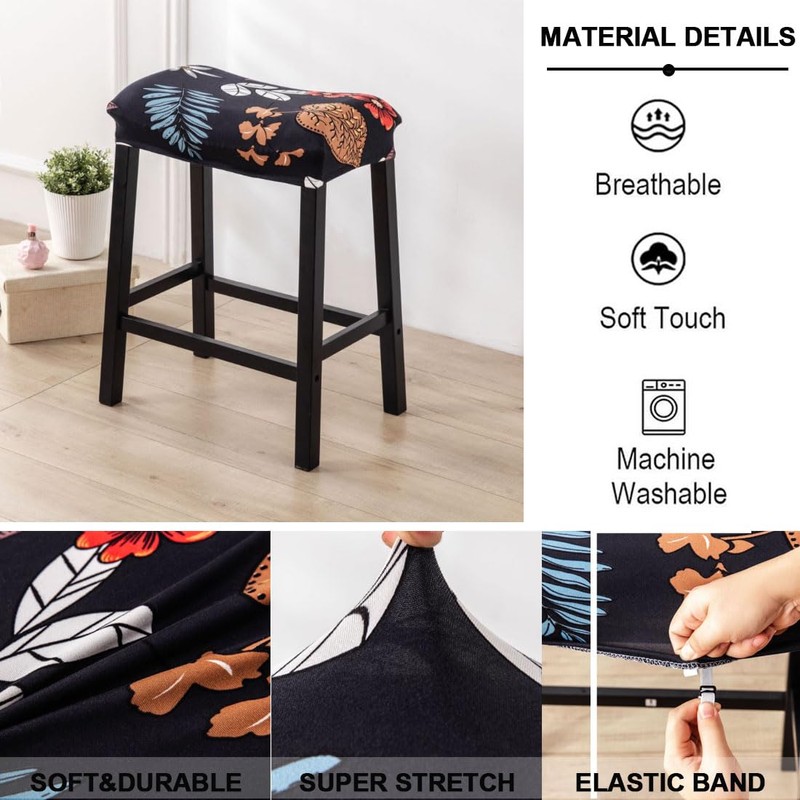 Bifaunvogel Bar Stool Cover Rectangle Set of 2 Printed Stretch