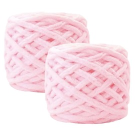 Maxee Thick Wool Yarn 180 g (90 g x 2), approx. 130 m, Super Soft Knitting, Chunky Knit Soft Wool Yarn, for Crocheting a Blanket, Perfect for Weaving Scarves, Hats, Blankets, Decorative Cushion, Light Pink, 02