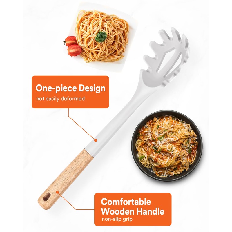 Silicone Pasta Fork, Kitchen Heat Resistant Noodle Spoon Server, BPA