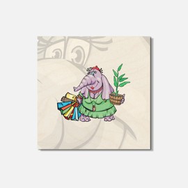 Unbranded Elephant Housewife Animal 4'' X 4'' Square Wooden Coaster