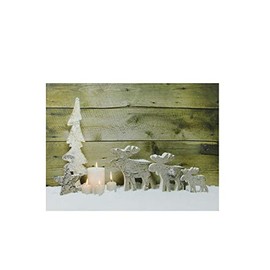 Northlight Lighted Candles and Winter Moose Canvas Wall Art, Brown