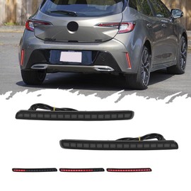 TurningMax 3 in 1 For 2019 2020 2021 2022 Toyota Corolla Rear Bumper Reflector Brake Lights Sequential Turn Signal Light Smoked Lens