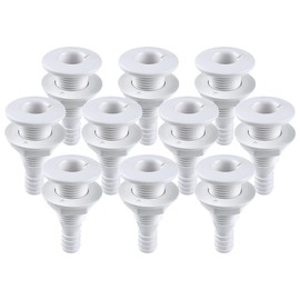 SEAFLO ⅝” Thru Hull Fitting Marine Boat, Polypropylene, Plastic Drain Overflow Connector, Corrosion Resistant Saltwater Safe, Transom Mount, Bilge Port Deck Outlet, 4-Year Warranty (White, 1-Pack)