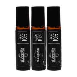Blackbeard Serum para Crecimiento de Barba, Cabello ceja, Roll-On con Cafeína y Aceites Esenciales, Fórmula Ultra Fuerte 10%, 3 Unidades Blackbeard