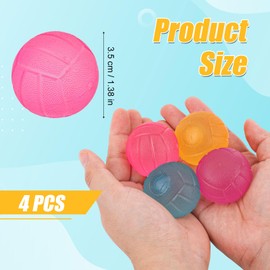 4pcs Stress Relief Balls, Assorted Colors Maltose Filled Stress Toys Durable Slow Rising Sugar Balls for Anxiety ADHD & Autism Classroom Prizes (Volleyball)