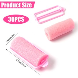 30 Stück Schwamm Lockenwickler, Lockenwickler Schaumstoff 25mm, Haarrollen Schaumstoffschwamm Haarwickler Kein Schaden für Das Haar, Schlaf Lockenwickler für Frauen und Kinder DIY Haarstyling