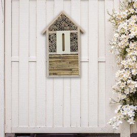 Baoblaze Bee House Nesting Aid Outdoor Decorative Hanging Wood Handmade Habitat Butterfly Hotel for Ladybirds Bees Decor Backyard Yard