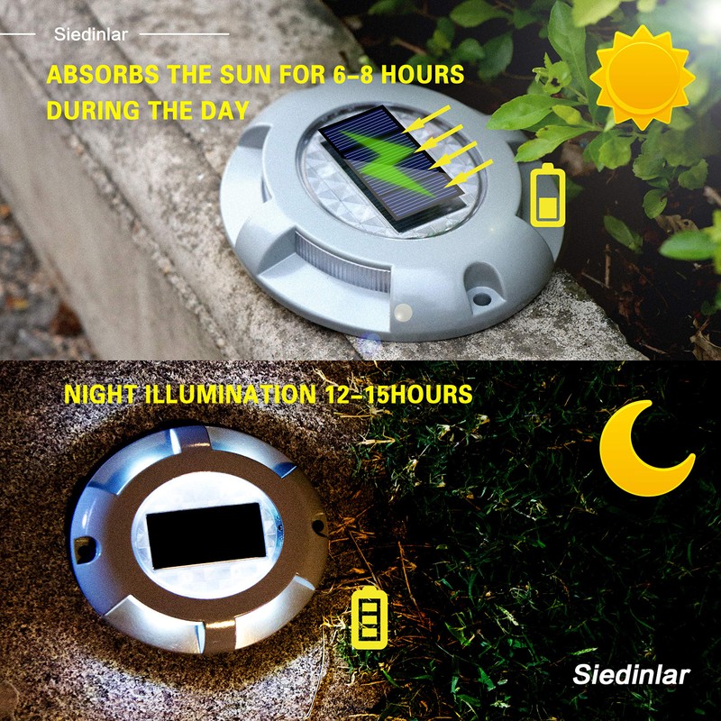 SIEDiNLAR Solar Deck Lights Driveway Dock LED Light Solar Powered