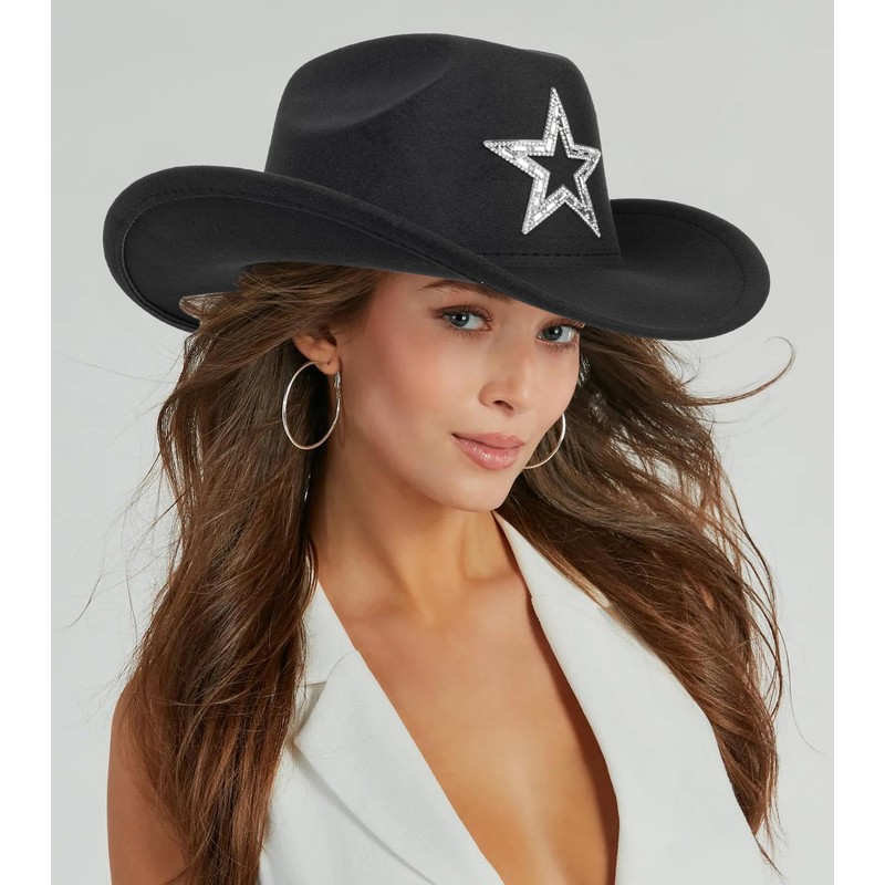 INOGIH Western Cowboy Hat, Disco Cowgirl Hat, Fedora Hat with