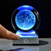 3D Laser Etched Moon Crystal Ball with LED Stand, Moon