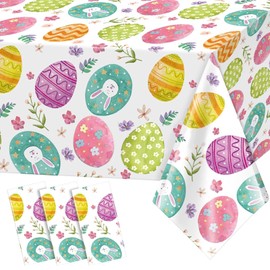Pack of 3 Easter tablecloths, 274 x 137 cm tablecloth, Easter, Easter table runner, Easter tablecloth, Easter egg tablecloths for Easter party decorations, children's birthday, spring party
