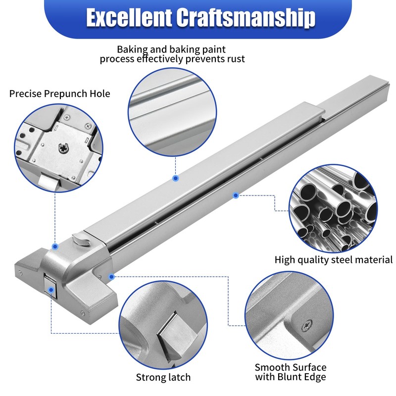 suermany 31.5”/80cm Stainless Steel Commercial Door Push Bar Panic Exit