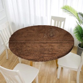 Wood Texture Round Table Cloth, Wood Grain, Suitable for Restaurant Kitchen Parties, Fit for 52" Table