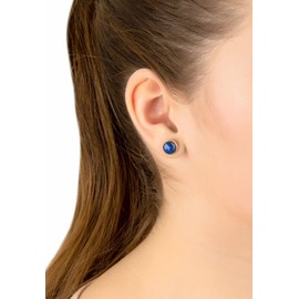 Latelita Women's Gold Lapis Lazuli Circle Earrings - 10mm x 10mm