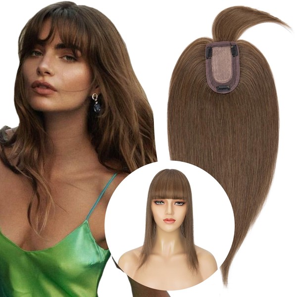 Hairro Hair Topper with Bangs for Women 100% Real Remy