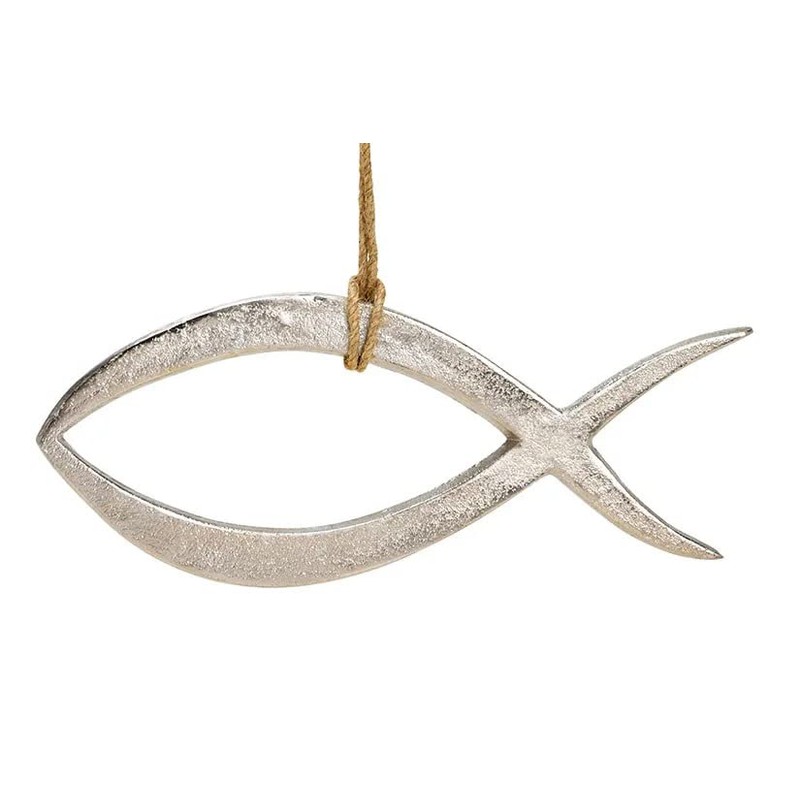 TEMPELWELT Decorative Pendant Decorative Symbol Ichthys Christian Fish 22 cm