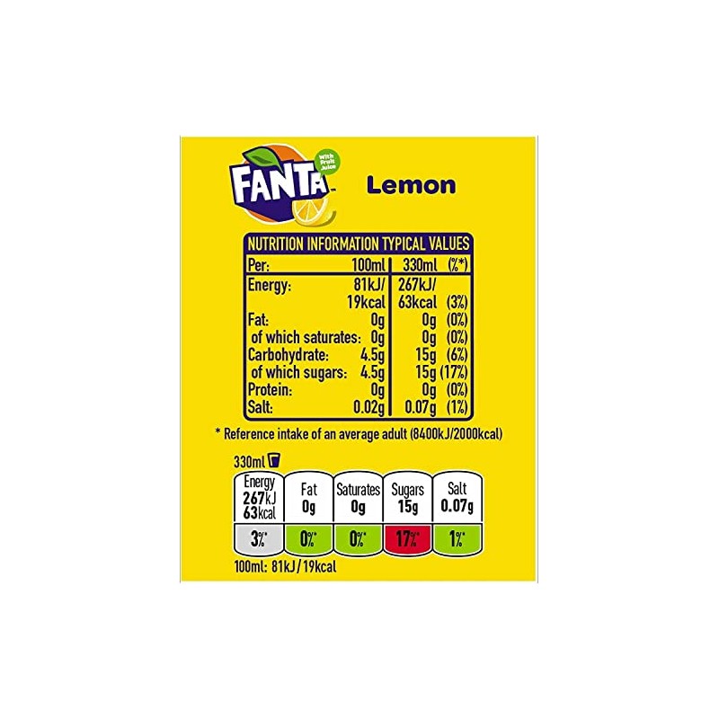 Fanta Lemon Lemon Drink, 12 Can Pack (330ml Each)