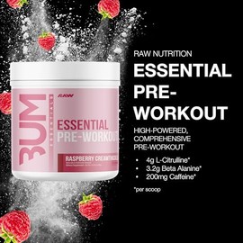 Raw cbum essential pre workout pre entrenamiento 30 servicios sabor Raspberry Creamthickle