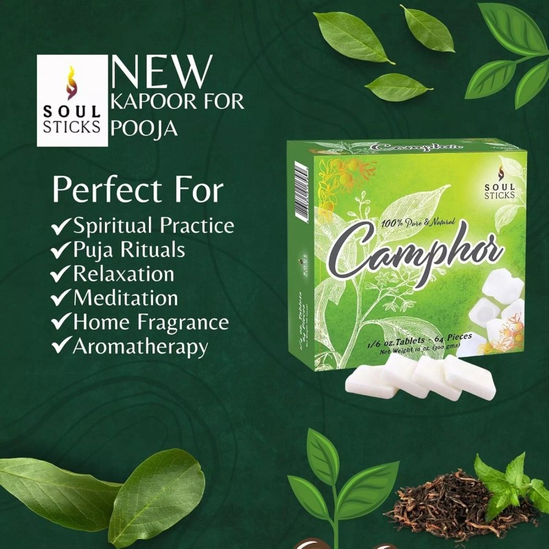 SOUL STICKS Natural Camphor Blocks Pure Camphor Tablets for Aromatherapy