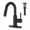 Kablle Bathroom Sink Faucet with Pull Down Sprayer, Matte Black