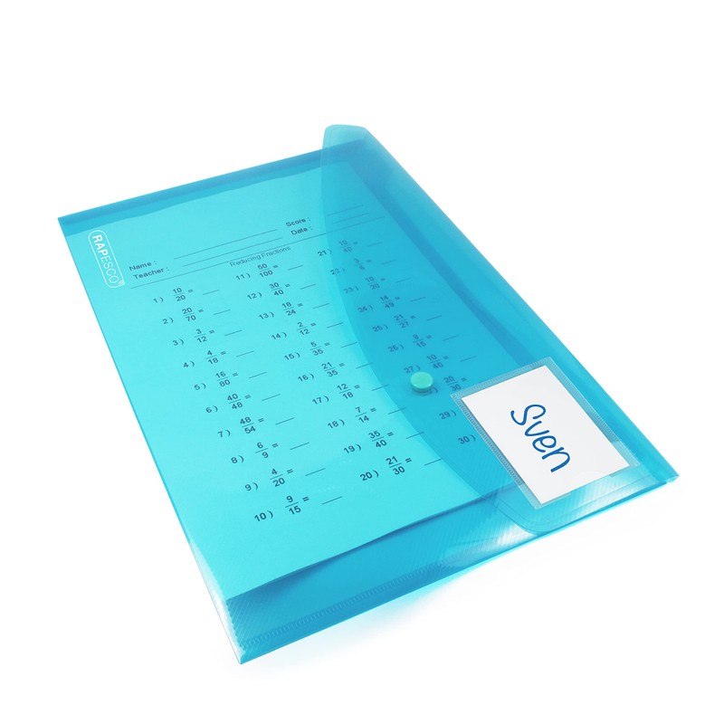 Rapesco 0700 ID Popper Wallet, A4+, Bright Transparent Colours, Pack