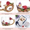 Glass Cup Innovative Flower Tea Cup with Spoon Drink Mug