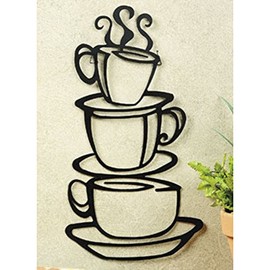 Super Z Outlet Black Coffee Cup Silhouette Metal Wall Art for Home Decoration, Java Shops, Restaurants, Gifts