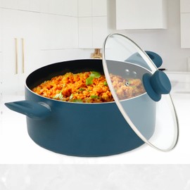 Prime Cuisine 5 QT Dutch Oven with Lid, Nonstick Cookware, Soft Touch Handles, Induction Base, Ideal for Stews, Soups, and Roasts
