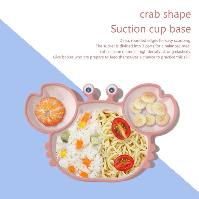 Crab Suction Plate with Suction Cup Base Silicone Divided Plate