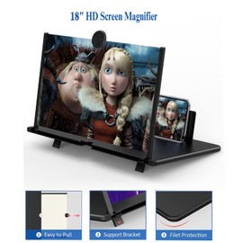 18" Screen Magnifier for Cell Phone - 3D HD Magnifying Projector Screen Enlarger Expanders for Movies, Videos and Gaming – Foldable Phone Stand with Screen Amplifier–Compatible with All Smartphones