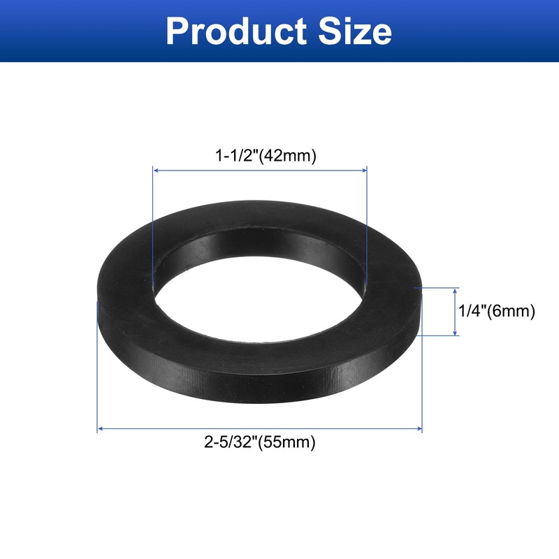 sourcing map 12 Pcs Solid Nitrile Rubber Flat Washer DN40
